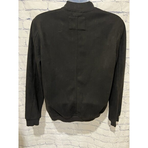 Ben Sherman Jacket Mens Medium Black Bomber Faux Suede Full Zip Pocket Casual - Picture 3 of 6